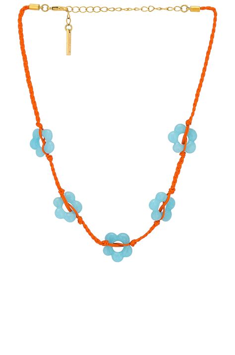 Frankies Bikinis Daisy Chain Necklace in Papaya | REVOLVE