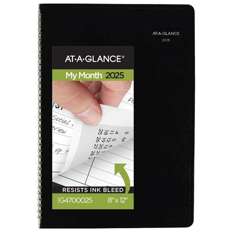 2025 AT-A-GLANCE® DayMinder Monthly Planner, 8" x 12", Black, January ...