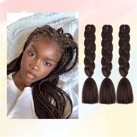 BARSDAR 3 Pcs Jumbo Braid Hair Extensions, 24 Inch Synthetic Fiber Hair ...