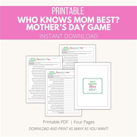 Who Know's Mom Best? Mother's Day Game