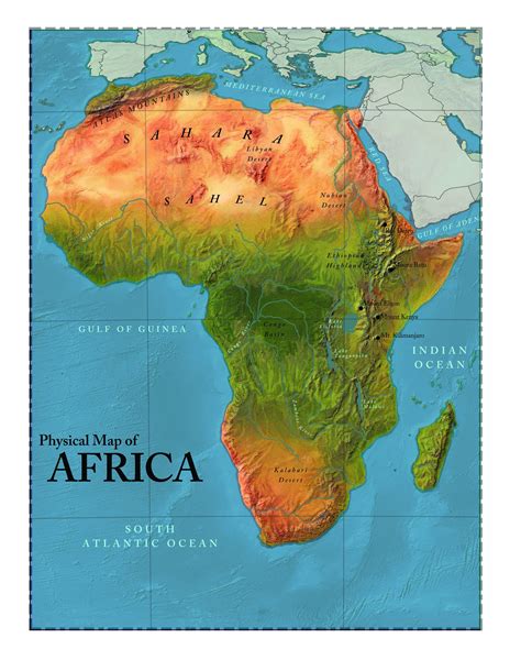 Africa Physical Map Mountains