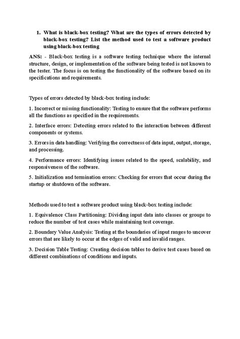 Unit 4 - What is black-box testing? What are the types of errors ...