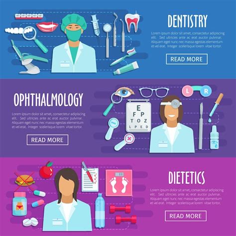 Vector banners medical hospital personnel doctors | Premium Vector