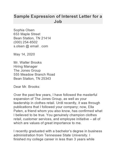 30 Editable Letter of Interest for a Job Templates - TemplateArchive