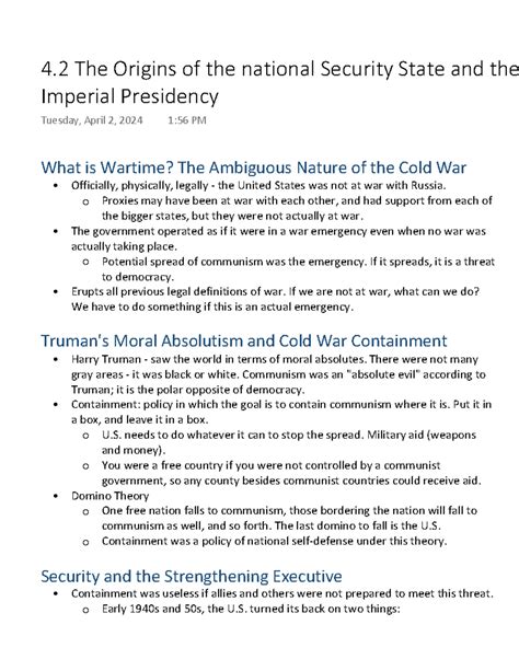 HY 306 4.2 The Origins of the national Security State and the Imperial ...