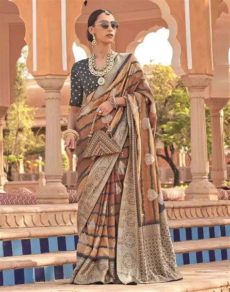 Brown Ethnic Motifs Printed Patola Silk Saree – South India Shopping Mall