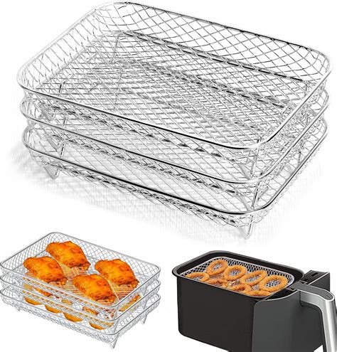 W&H 3 PCS Stainless Steel Air Fryer Rack Square Ninja Dual AF300UK ...