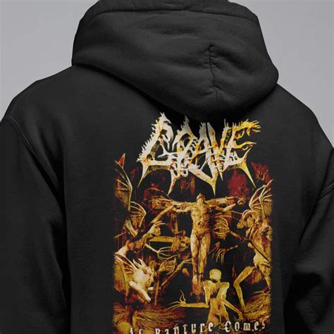 Grave Band Hoodie, Grave As Rapture Comes Artwork Hooded Sweatshirt ...