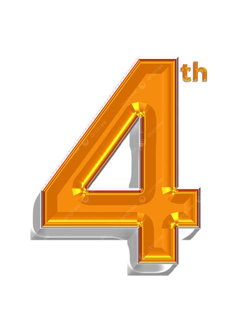 4th Number Golden 3d Glossy White, Shiny 4th Number, 4th Number Digit ...