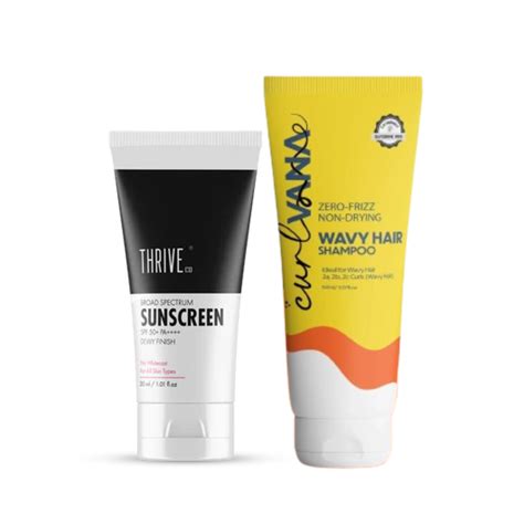 ThriveCo Sunscreen SPF 50+ PA++++ : 30 ml + Curlvana Wavy Shampoo, 150
