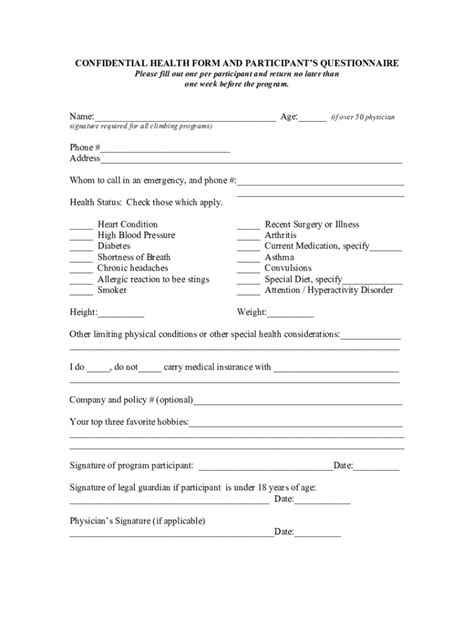 Fillable Online CONFIDENTIAL QUESTIONNAIRE PLEASE FILL OUT THIS FORM ...