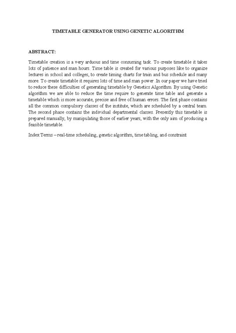 Genetic Algorithm-Based Timetable Generator: Enhancing Scheduling ...