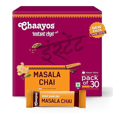 Chaayos Instant Tea Premix - Regular Sugar - Masala Flavour (30 Sachets ...