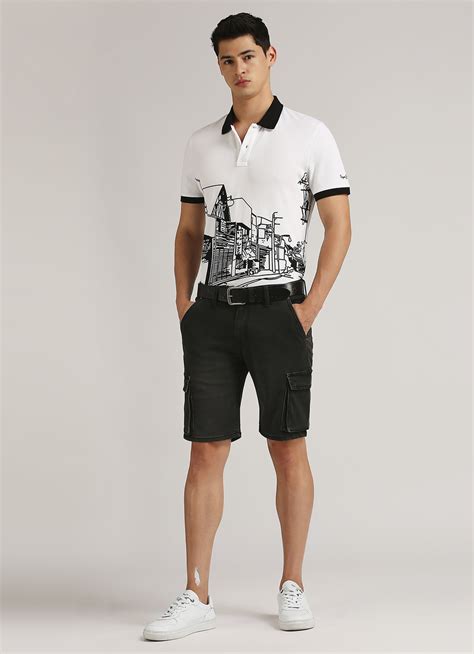 Chinox Black Mid Rise Relaxed Shorts | Pepe Jeans India