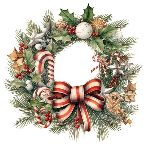 Premium Photo | Vintage christmas clip art wreath