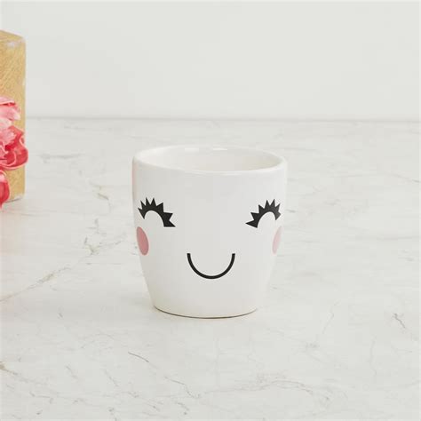 Buy Glyph White Ceramic Decal Printed Planter from Home Centre at just ...