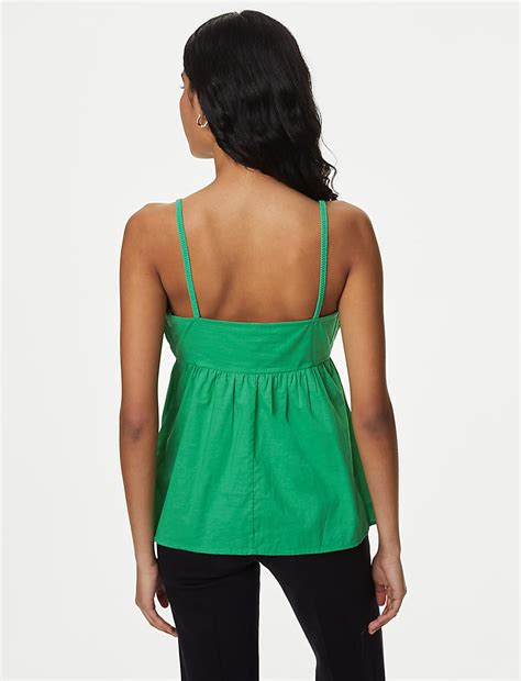 Buy Pure Cotton V-Neck Textured Cami Top at Marks & Spencer