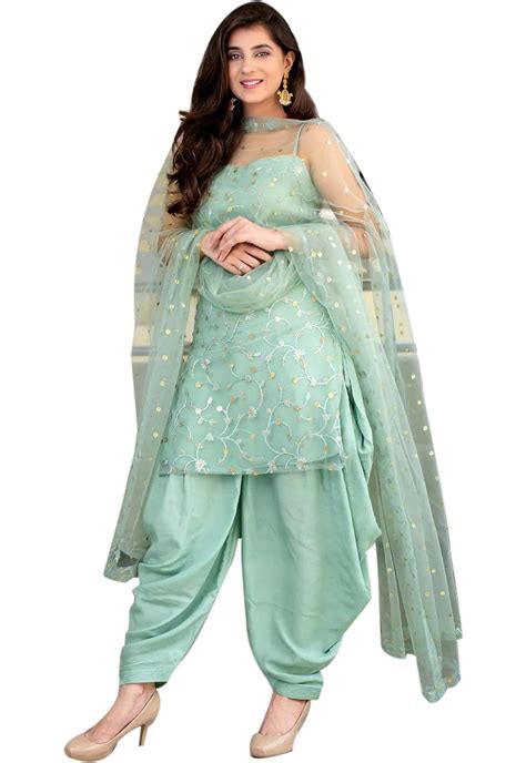 IYALAFAB® WOMEN'S Net Punjabi Suit Semi Stitched Salwar Suit (Patiyala ...