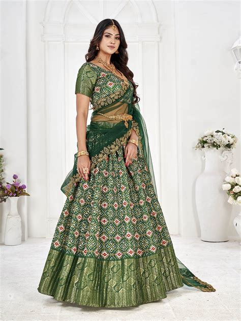 Green Pure South Indian Half Saree Style Lehenga Choli – Shopgarb Store