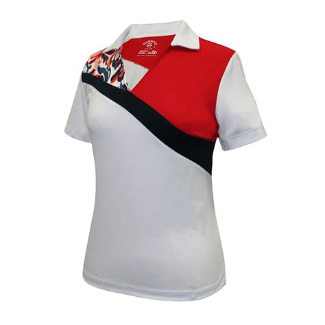 Monterey Club Women's Fountain Floral Print Block Golf Polo Shirt #2344 ...