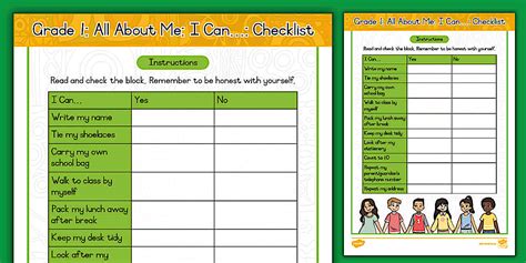 Grade 1 LS - Worksheet: I Can... Checklist (CAPS Aligned)