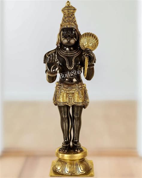 Buy Brass Hanuman Statue Aashirwaad Mudra 21.5" Height - Budhshiv.com