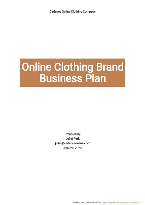 Free Online Clothing Brand Business Plan Template - Google Docs, Word ...
