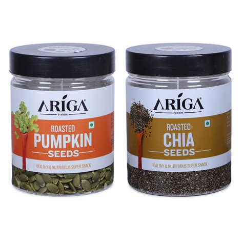 Ariga Foods Roasted Seeds Combo - Premium Pumpkin & Chia Seeds (450g ...