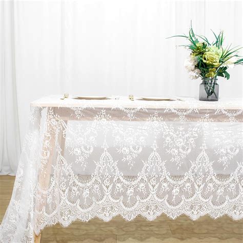 Amazon.com: AIXHN White Lace Tablecloth for Vintage Decor 60x120 inch White Table Cloth ...