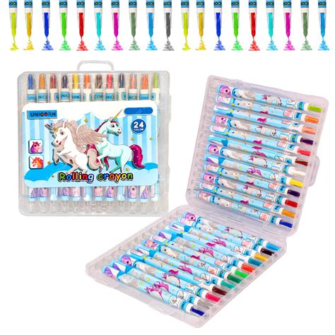 FunBlast Unicorn Rolling Crayons – Coloring kit Twistable 24 Shades ...