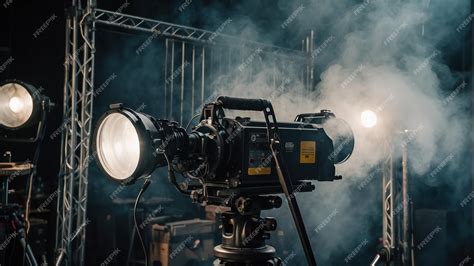 Premium Photo | Professional film camera on set with dramatic lighting ...