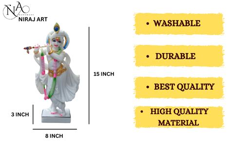 Buy NIRAJ ART Marble Handicraft God Krishna Idols Statue Murti for Home ...
