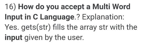 how do you accept a multi word input in c language - Brainly.in