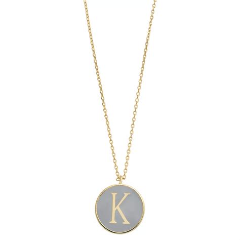 City Luxe Gold Tone Enamel Initial Disc Pendant Necklace