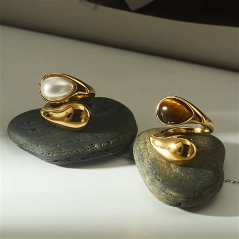 Pearl Tiger Eye Rings – Padmeya Store
