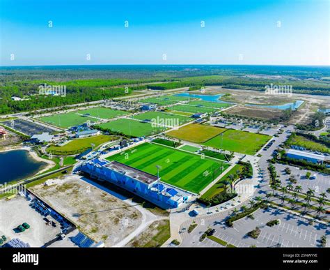 Naples, FL, USA - February 6, 2025: Aerial photo Paradise Coast Sports ...