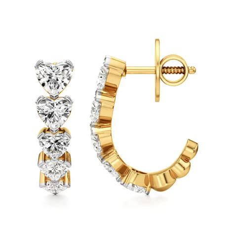 Mode | J-Shaped Hoop Earring with Heart Lab-Grown Diamonds | Nivara