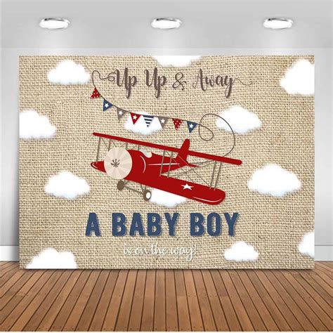 Buy Moca Vintage Aircraft Baby Shower Backdrop 7x5ft Old Plane It's a ...