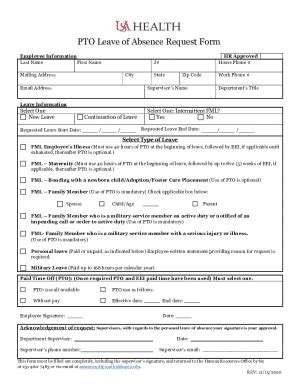 Fillable Online PTO Leave of Absence Form Fax Email Print - pdfFiller