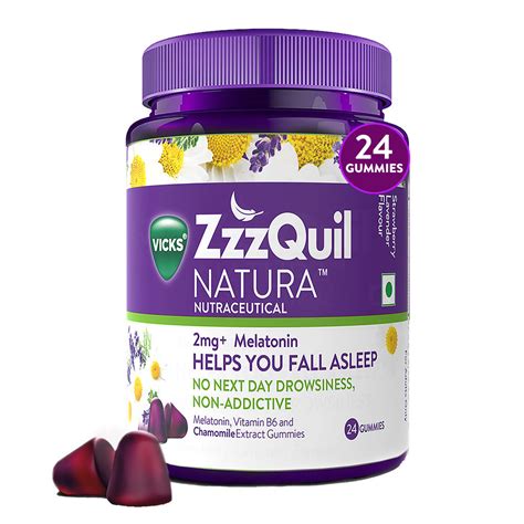 Buy Vicks ZzzQuil Natura |Non-Addictive Sleep-Aid Gummy|Melatonin Helps ...