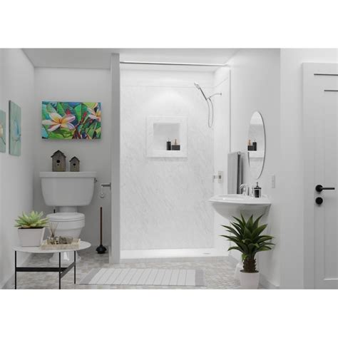 FlexStone 17 in x 17 in Square Recessed Shampoo Caddy in Frost ...