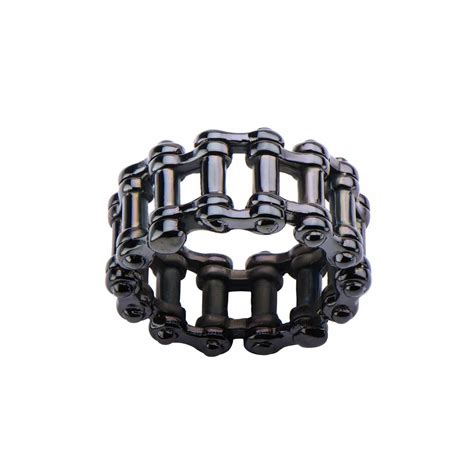 Buy Black Stainless Steel Motorcycle Chain Ring for Men | INOX Jewelry ...