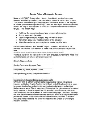 Sample Waiver For Interpreter Services - Dhhs Nh - Fill and Sign ...