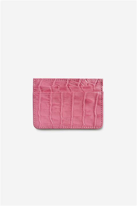 CARD HOLDER CROCO LEATHER PINK - PACE