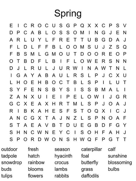 Image result for Printable Spring Word Search Puzzles