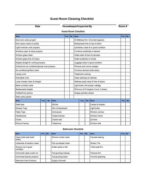 Cleaning Checklist Word Template