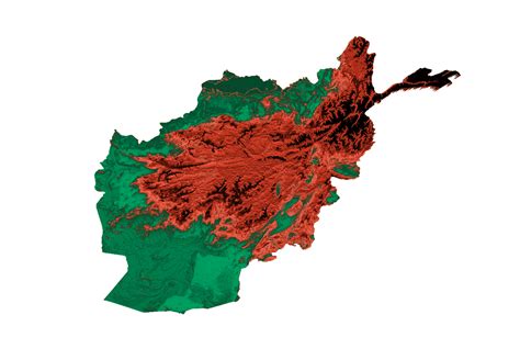 Afghanistan map with the flag Colors Red and yellow Shaded relief map 3d illustration 37302828 PNG