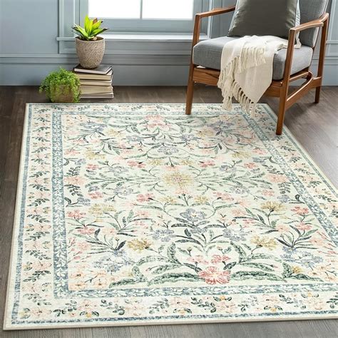Wonnitar Washable Area Rugs 5x7, Soft Floral Bedroom Area Rug, Washable ...