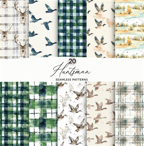 Hunting Background Pattern Pack, Seamless Mallard Duck Seamless ...