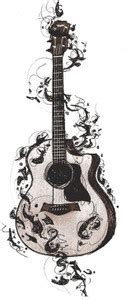 voorkoms Guitar Lovers Music Tattoo Waterproof Male and Female ...